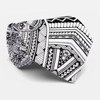 Corbata Patrón de tatuaje tribal profesional en blanco y n