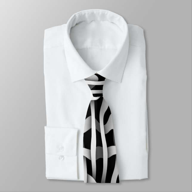 Corbata Patrón de tejido negro y blanco (Atado)