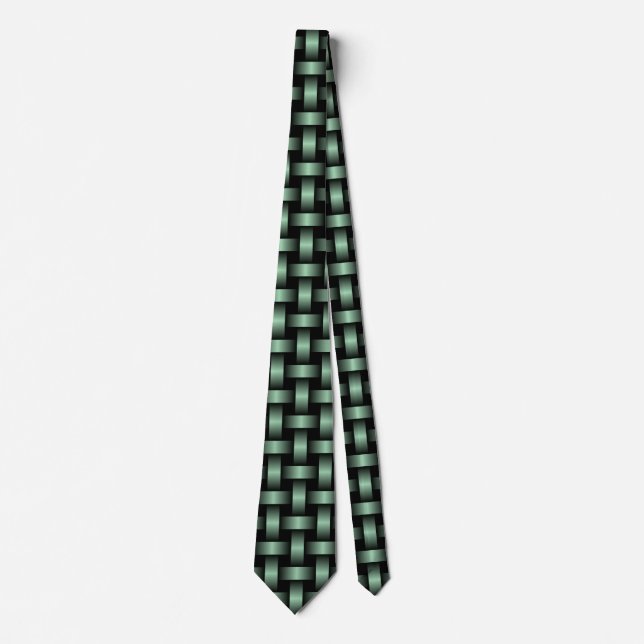 Corbata Patrón de Tejido Verde Negro (Anverso)