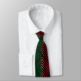 Corbata  patrón de tela de barro rojo verde negro tribal M