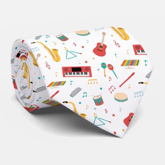 Corbata Patrón de tema musical de instrumentos musicales (Enrollado)