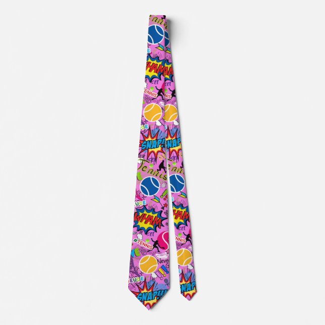 Corbata Patrón 🎾 de tenis ecléctico 😍 🤩 rosa (Anverso)