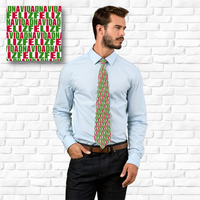 Corbata Patrón de texto Feliz Navidad (Feliz Navidad Text Pattern Tie)