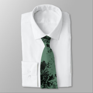 Corbata Patrón de textura de mármol en negro y verde