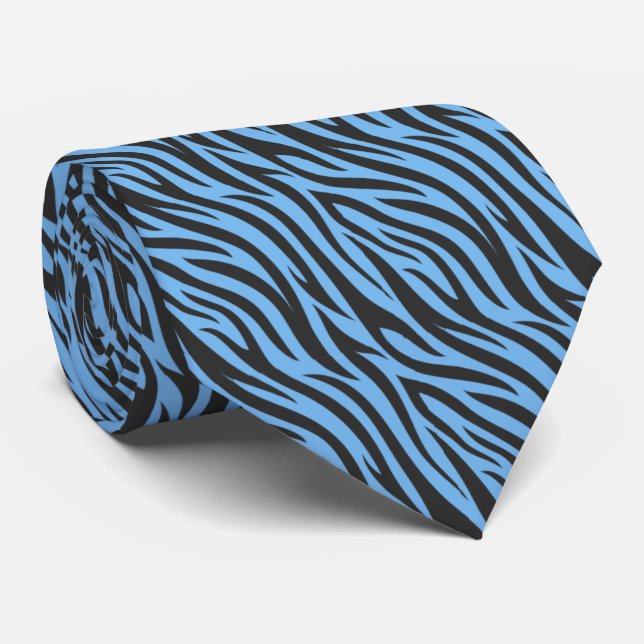 Corbata Patrón de tigres en azul (Enrollado)