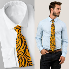 Corbata Patrón de tiras de tigre en negrita en Naranja y n