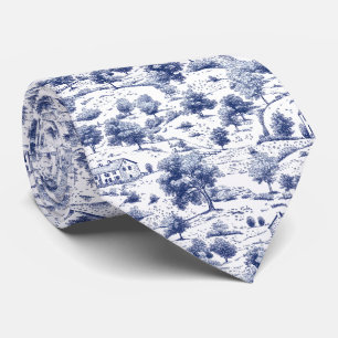 Corbata Patrón de Toile Campestre Azul Rústico