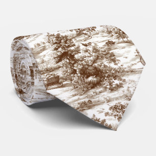 Corbata Patrón de Toile de Cosecha Sepia Vintage Campiña