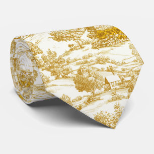 Corbata Patrón de Toile de Granja de Girasoles Dorados Rús