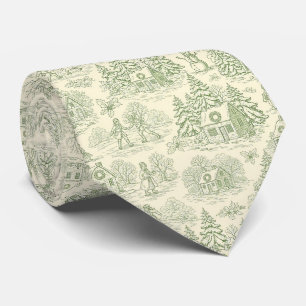 Corbata Patrón de toile de pueblo invernal verde suave
