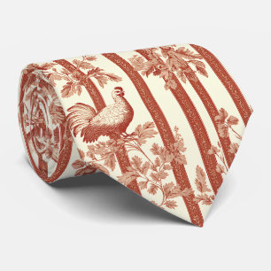 Corbata Patrón de Toile Floral de Gallina Roja de Campo Fr