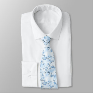 Corbata Patrón de toile floral vintage azul (8)