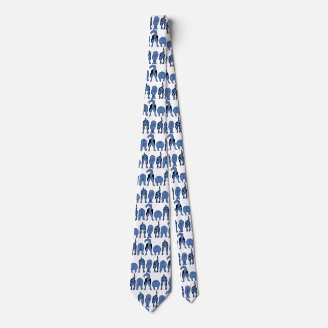 Corbata Patrón de Traseros de Perro Azul (Anverso)