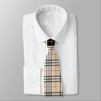 Corbata Patrón de traza de tartán controlado de Beige