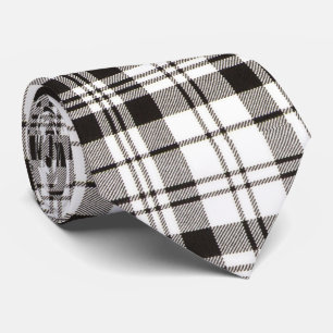 Corbata Patrón de trazos de tartán blanco y negro