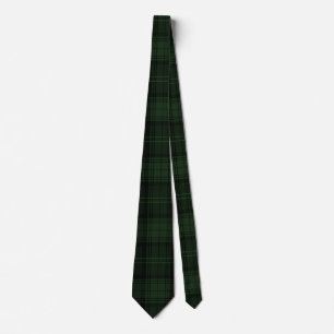 Corbata Patrón de trazos de tartán negro y verde oscuro