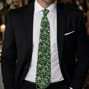 Corbata Patrón de Trébol Celta Corazones Irlandeses Verdes