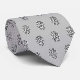 Corbata Patrón de trébol de cuatro hojas Buena suerte Gris
