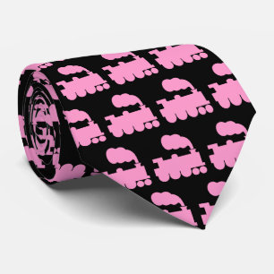 Corbata Patrón de tren de vapor - Rosa en negro