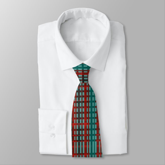 Corbata Patrón de trenzado Verde azulado rojo MVB (Atado)