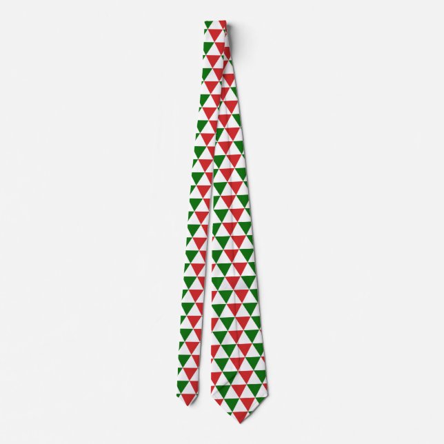 Corbata Patrón de triángulo de Navidades rojos y verdes (Reverso)