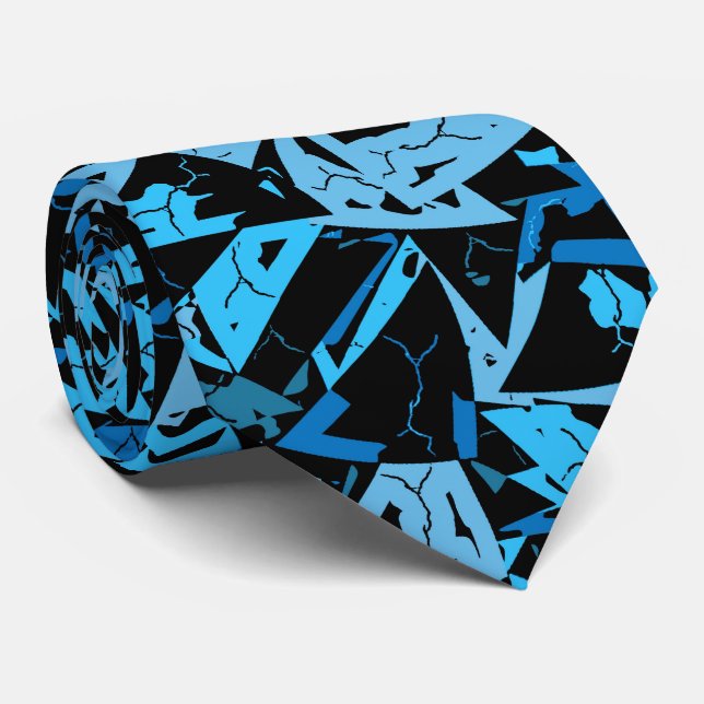 Corbata Patrón de triángulo negro azul (Enrollado)