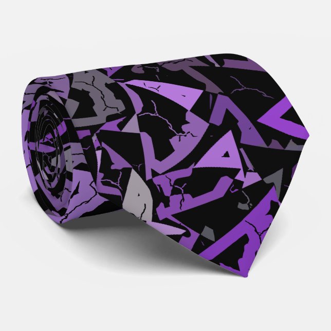 Corbata Patrón de triángulo negro púrpura (Enrollado)