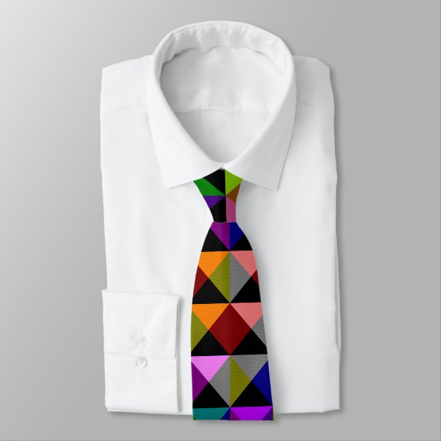 Corbata Patrón de triángulos multicolor hipnótico (Atado)
