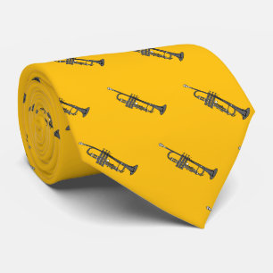 Corbata Patrón de trompeta de color carbón en amarillo