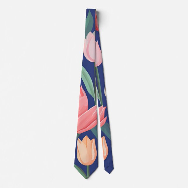 Corbata Patrón de tulipanes. (Anverso)