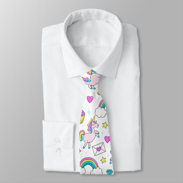 Corbata Patrón de unicornio corto (Atado)
