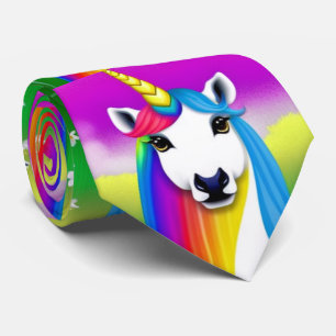 Corbata Patrón de unicornio de varios colores de orgullo