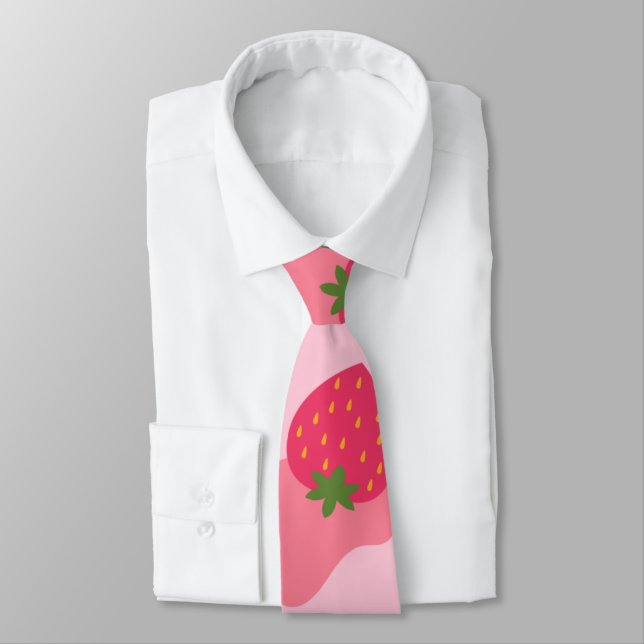 Corbata patrón de vaca de fresa kawaii (Atado)