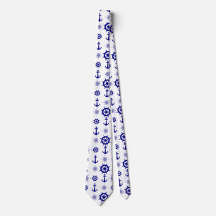Corbata Patrón de vela azul blanco náutico costero