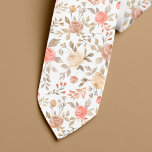 Corbata Patrón de verano de los rosas de acuarela de color<br><div class="desc">Crema de pavo,  oro y coral color de agua rosa y rosa,  rosas pintados a mano con un follaje beige y hojas de corbata a los hombres con estampado para un moderno y elegante conjunto de verano.</div>
