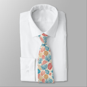 Corbata Patrón de verano de playa con conchas de estrella 