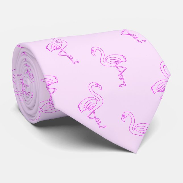 Corbata Patrón de verano rosado lúdico Flamingo (Enrollado)