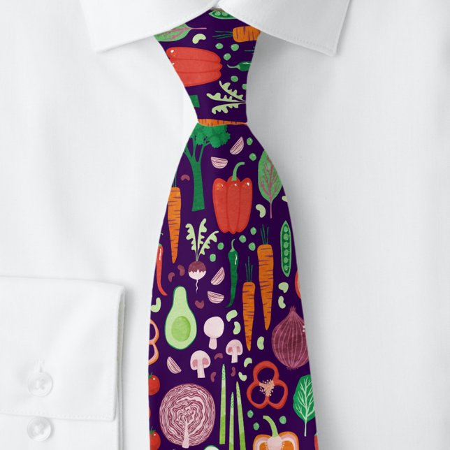 Corbata Patrón de verduras moderno divertido (Fun vegetable food pattern neck tie)
