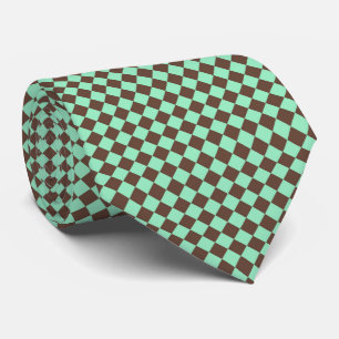 Corbata Patrón de verificador de diamantes verde marrón