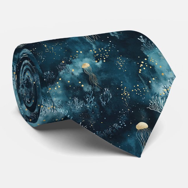Corbata Patrón de vida marina de medusas submarinas de la  (Enrollado)