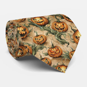 Corbata Patrón de Vino de Halloween de época Jack-O-Lanter