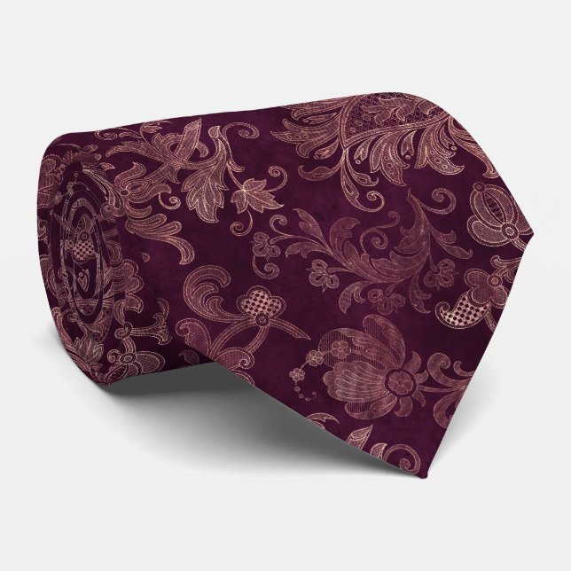 Corbata Patrón de Vino de Mora  (Enrollado)