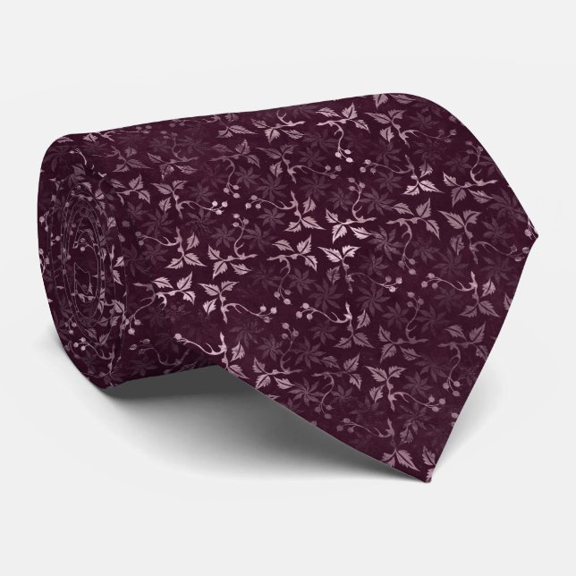 Corbata Patrón de Vino de Zarzamora  (Enrollado)