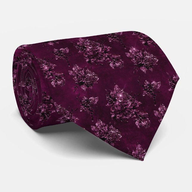 Corbata Patrón de Vino de Zarzamora  (Enrollado)