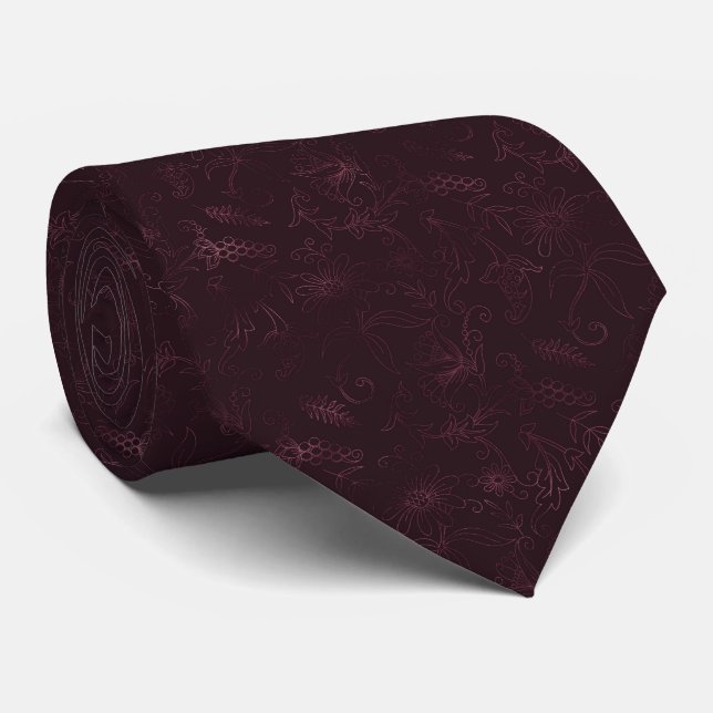 Corbata Patrón de Vino de Zarzamora  (Enrollado)