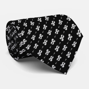 Corbata Patrón de violín - Blanco y negro
