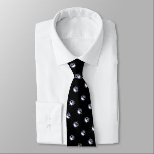 Corbata Patrón de virus de Corona gris enmascarado en negr