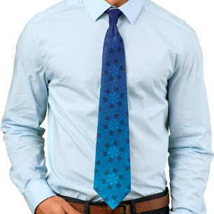 Corbata Patrón de volante floral Gradiente azul Ombre