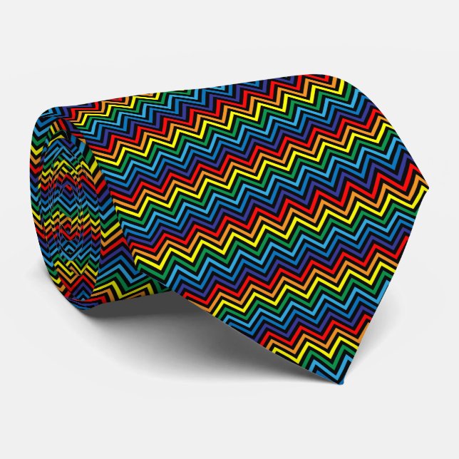 Corbata Patrón de zigzag de RAINBOW - fondo de personaliza (Enrollado)