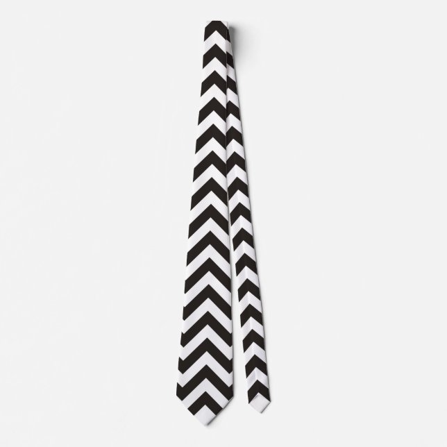 Corbata Patrón de ZIGZAG - negro + tus antecedentes e idea (Anverso)